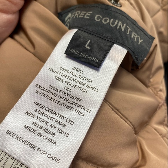 Free Country Quilted Jacket L Pink Hood Sherpa Zip Button Pockets - Picture 12 of 12